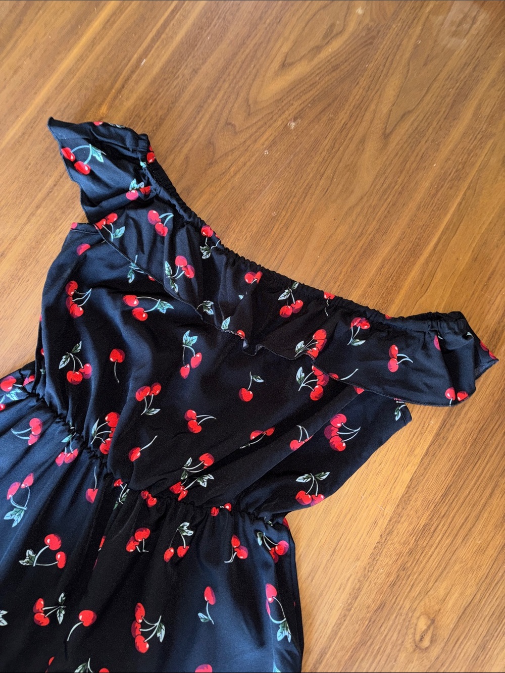 URBANIC CHERRY RUFFLE  ROMPER - Picture 2 of 5